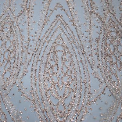 China Sustainable High end diamond mesh tulle lace wedding dress evening dress printed fabric for sale