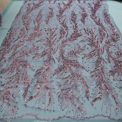 China Sustainable High quality crystal sequin mesh printed fabric for party ball dress fabric for sale