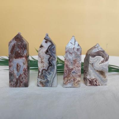 China Wholesale Natural Healing Crystal Points Crystal Tower High Quality Crystal Wand from Europe 2022 Mexico Agate for sale