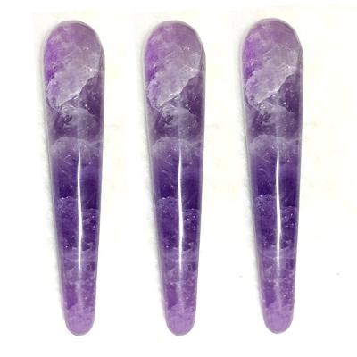 China Wholesale 11cm Natural Dreamy Magic Wand Crystal Massage Wand Crystal Gemstone Massage Wand Amethyst Guasha From Europe for sale