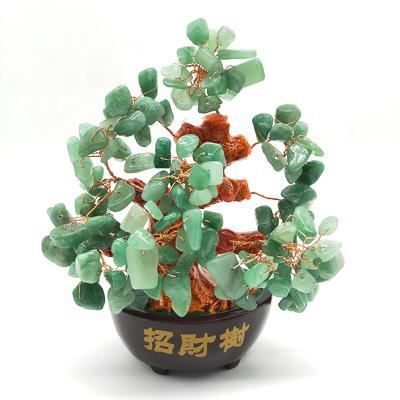 China Wholesale Natural Stone Tree China Good Luck Crystal Green Aventurine Money Tree 18cm Crystal Life Trees Quartz Gemstone for sale