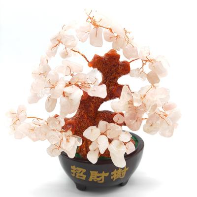 China China Good Healing Luck of Crystal Rose Quartz Tree Stone Crystal of Life Trees 18cm Natural Tree Quartz Gemstone Wholesale for sale