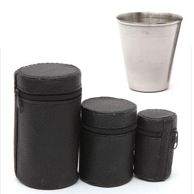 China S SIZE 4pcs/box Stainless Steel Viable Camping Mugs Mug Tea Coffee Beer Outdoor Folding Portable Rise Mug With Black Bag for sale