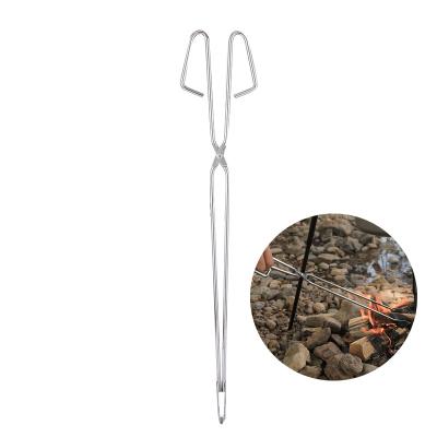 China Outdoor Stainless Steel Barbecue Carbon Clip 55cm Handle Fire BBQ Long Charcoal Clips Fire Tongs < 1L for sale