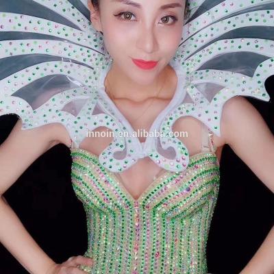 China Multicolor Flashing Rhinestone Dresses See Singer Dance Mesh Bodysuit Party Outfit Nightclub Costume Birthday Celebrate Prom for sale