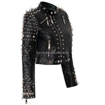 China 2021 New Fashion Custom Ladies Street Leather Jacket Viable Hip Hop Bike Punk Jacket For Women for sale