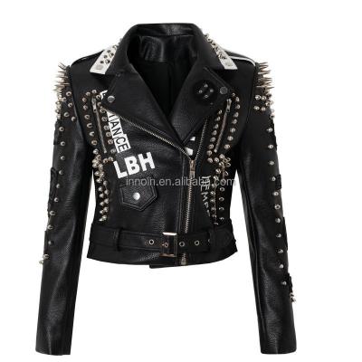 China 2021 New Fashion Custom Ladies Street Leather Jacket Viable Hip Hop Bike Punk Jacket For Women for sale