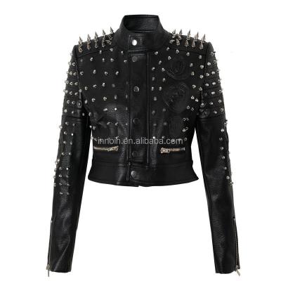 China 2021 new fashion viable cheap price women fashion leather jacket street punk jacket for sale