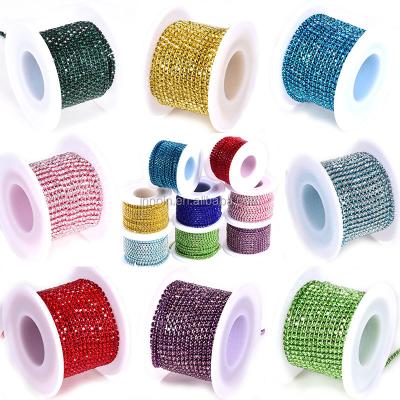 China Colored Base Rhinestone SS6-SS12 (2mm/2.5mm/3mm) Pointback 10 Yards/Roll For DIY Beauty Accessories Rhinestone Chain for sale