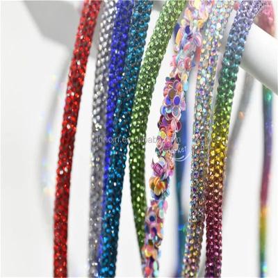 China Shiny Pointback Wholesale Price 6MM Rhinestone Tube Rope Chain For Shoes Decoration for sale