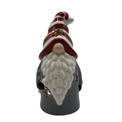 China Europe Christmas Ornaments Christmas Seasonal Decoration Ceramic Tealight Santa Figure For Home Decor for sale