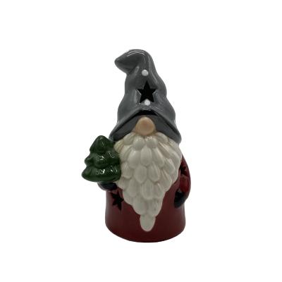 China 2022 Ceramic Christmas Ornaments Party Gifrs Christmas Decorations Seasonals Items Ceramic Santa Figures With Tealight Home Decor for sale