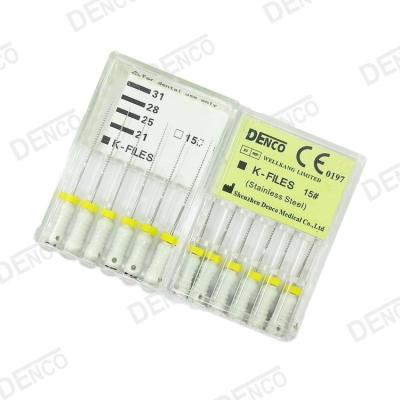 China Steel ROOT CANAL FILES HANDS USE K CLASS DENCO stainless steel K FILES dental instruments for sale