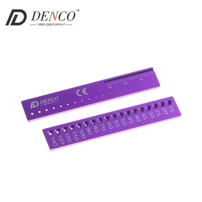 China DENCO New Product Aluminum Dental Length Measuring Instrument Dental Files Ruler Measure for Gutta Percha Points Dental Ruler for sale