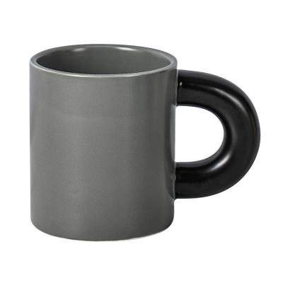 China Color Viable Thick Ceramic Cup Handle Creative Nordic Coffee Mug With Big Handle for sale