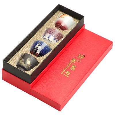 China Retro Viable Handmade Japanese Style Cup Tea Set 4 Cups in Gift Pack for sale