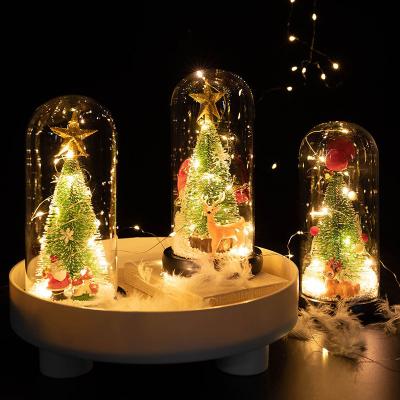 China Christmas Decorations Glass Dome LED Lights Christmas Decorations Supplies Tree Doll Ornaments For Gift for sale