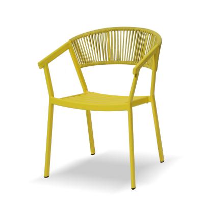 China Neon Color Rope Weaving Garden Dining Chair For Event Aluminum Stacking Chair for sale