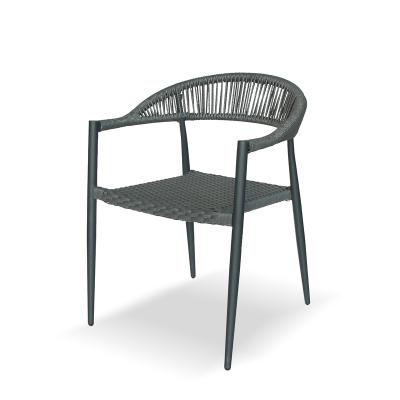 China Rattan Gray Color Rattan Wicker Stacking Dark Dining Chair Garden Chair for sale