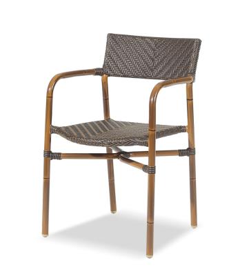 China Modern Rattan Brown Rattan French Bistro Dining Outdoor Beach Furniture Rattan Bamboo Like Cane Chair for sale