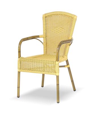 China Factory Direct Selling Bamboo Rattan Aluminum French Patio Cafe Chair Garden Chair Bistro Rattan Like Chair for sale