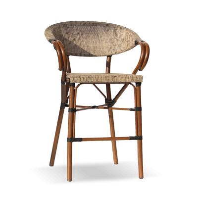 China Textileen Aluminum Frame Bamboo Like Bar Chair Bistro Chair With Armrest for sale