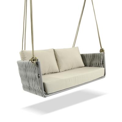 China High Quality Outdoor Rope Double Seat Garden Swing Furniture Rope Swings Chair Hanging Loveseat for sale