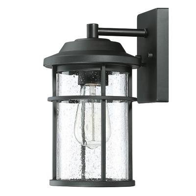 China Garden Outdoor Wall Lantern Wall Mount Light Garden Waterproof Outdoor LED Lights Black And Seeded Glass In Stock for sale