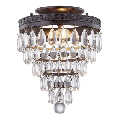 China Hot Sale Farmhouse Decorative Modern Shade Crystal Chandelier Flush Mount Ceiling Lights for sale