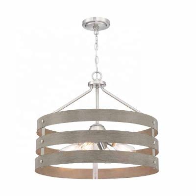 China Modern Modern Chandelier Ring Hanging Steel LED Pendant Lights Wood Finish Circle Led Pendant Lamp for sale