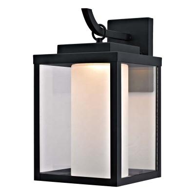 China Outdoor Farmhouse Garden Lighting Led Shade Wall Light Black Finish Clear And Frosted Glass Outdoor Lights for sale