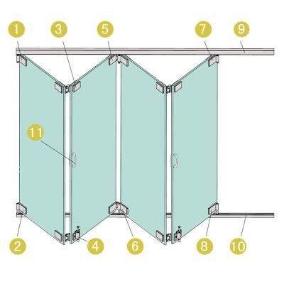 China Newest Design Modern Frameless Entry Door Aluminum Glass Folding Door For Commercial for sale