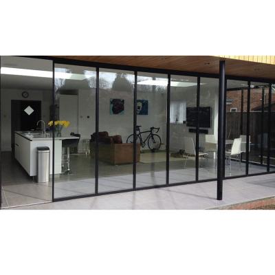 China Modern Frameless Glass Folding Stacking Door With Latest Design For Balcony Terrace Glazing for sale