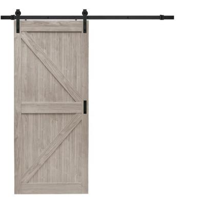 China Sound Insulation Modern Interior Prettywood Solid Wood Sliding Barn Door With Steel Hardware Set for sale