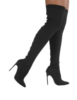 China PU Led Toe High Heel Suede One Size Women's Boots Stiletto Over The Knee Boots for sale