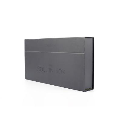 China Recycled Materials Custom Luxury Elegant Folding Black Paper Gift Box With Magnetic Closure For Cosmetic Packaging for sale