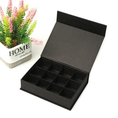 China Recycled Materials Black Small Rigid Cardboard Magnetic Gift Boxes For Chocolate Packaging for sale