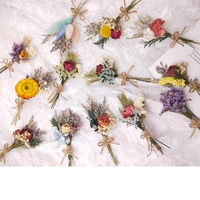 China Mini natural touch flower dry immortal bouquet rose decoration gift box card handmade material dry flower DIY for sale