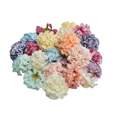 China 2021 New Design Natural Silk Head Hydrangea Wedding Touch Stemless Artificial Flower for sale