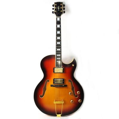 China Maple with Spruce Leading 2019 Wholesale Musoo Brand Jazz Electric Guitar with Spruce Top and Binding Body for sale