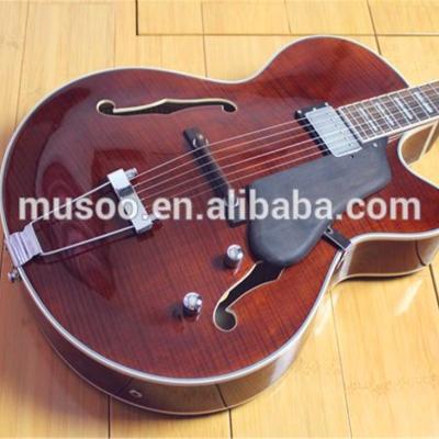 China Maple MUSOO BRAND Electric Guitar Semi-Hollow Jazz Guitar in Brown Color (MJ0200) for sale