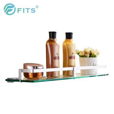 China 6mm modern wall mounted single layer glass shelf in bathroom kitchen for sale