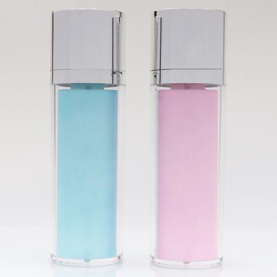 China Modern Luxury Custom Frosted Blue Cosmetics Bottle Makeup Packaging Foundation Liquid Containers Plastic Bottle With Matte Silver Pump for sale