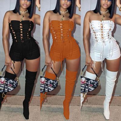 China Hot Sale Summer 2022 DL0309D Fashionable QUICK DRY QUICK DRY Women's Clothing One Piece Ribbed Short Rompers Women's Playsuit Overalls For Ladies for sale