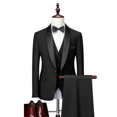 China Anti-Wrinkle Mens Slim Fit Blazer Pant Vest Suit Wedding Groom Formal 3 Piece Pant Suit Prom Set Tuxedo Men Suit For Office for sale