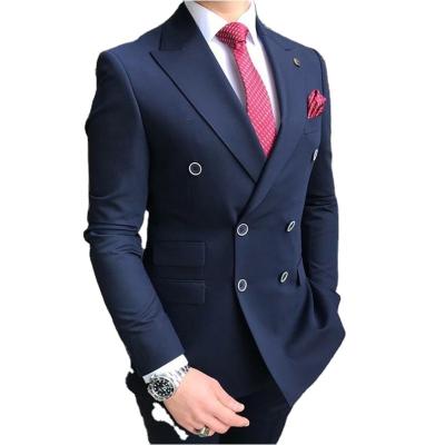 China 2023 New Arrivals Breathable Blue Men Suits Slim Fit 2 Pieces Double Breasted Prom For Wedding Tuxedos Business Suit Man Casual Sets for sale