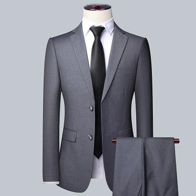 China Gray Formal Two Pieces Coat Windproof Formal Men's Solid Color Solid Color Slim Fits Suits Turkish Business Men's Wedding Suit For Men for sale