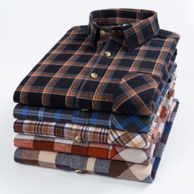 China QUICK DRY spring woolen long sleeve plaid shirts for men leisure wholesale custom check style shirt dress ombre new for sale