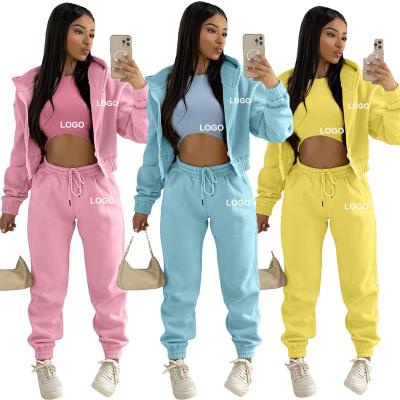 China Autumn QUICK DRY Custom Women's Thick OEM Clothing 2 Piece Set Tracksuit Sweat Suits Jogger Set 3 Piece Outfits Sweat Panties And Hoodie Set for sale