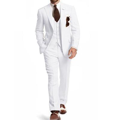 China Wholesale Anti-Wrinkle White Mens Suits Groom Tuxedos Stylish Formal Formal Dinner Suits Wedding Prom Slim Fit Suit For Men 3Pieces for sale